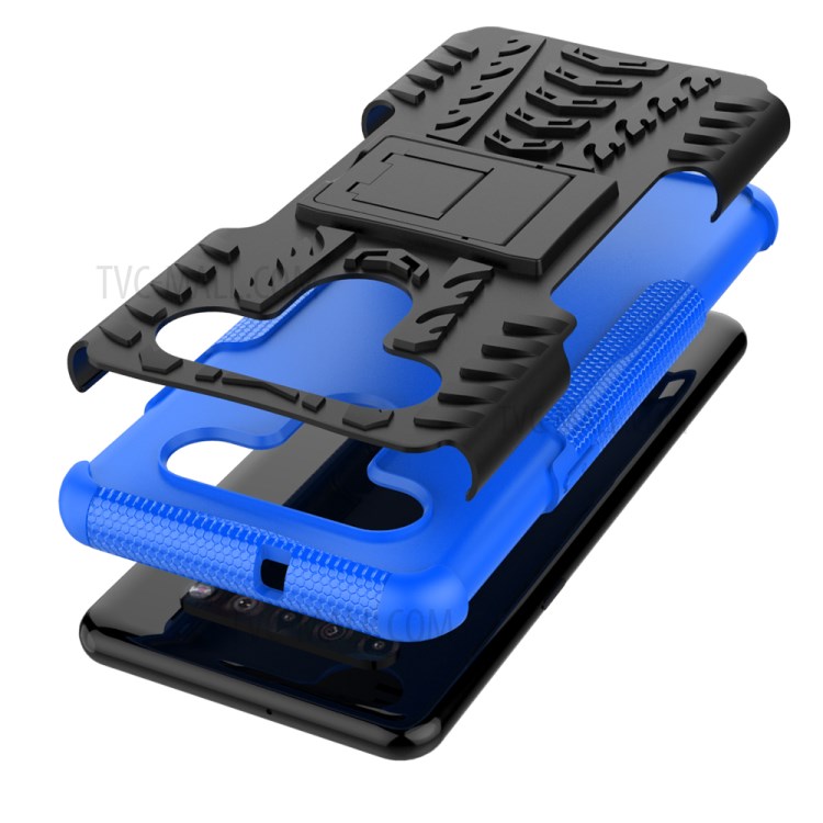 Anti-slip PC + TPU Combo Case with Kickstand for LG K41S/K51S - Blue-8