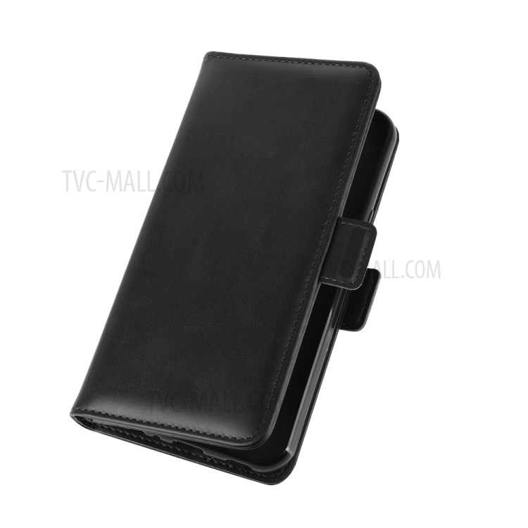 Magnet Adsorption Leather Wallet Stand Cell Phone Shell Covering for LG Harmony 4 - Black-3