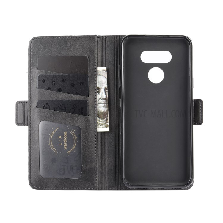 Magnet Adsorption Leather Wallet Stand Cell Phone Shell Covering for LG Harmony 4 - Black-4