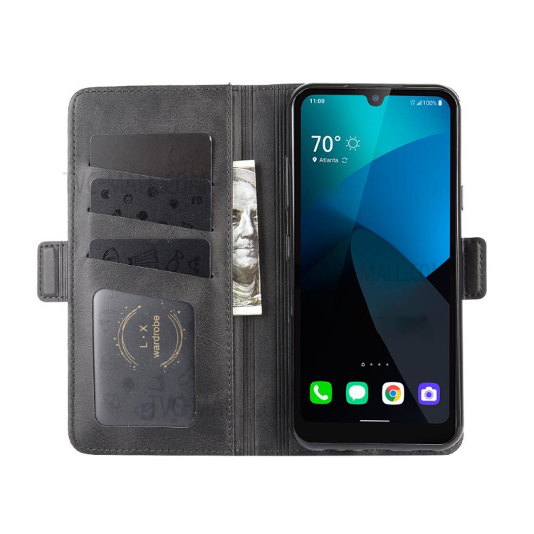 Magnet Adsorption Leather Wallet Stand Cell Phone Shell Covering for LG Harmony 4 - Black-5