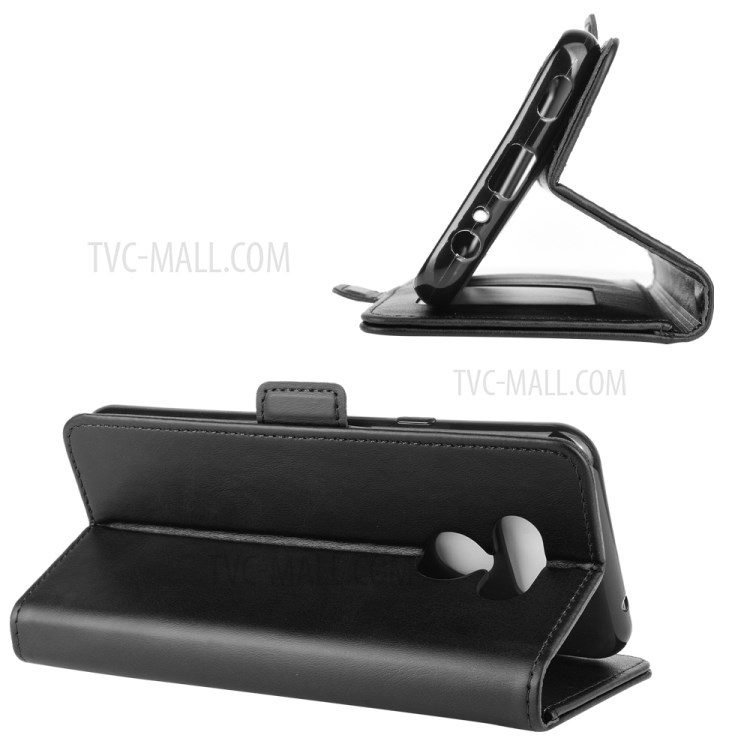 Magnet Adsorption Leather Wallet Stand Cell Phone Shell Covering for LG Harmony 4 - Black-6