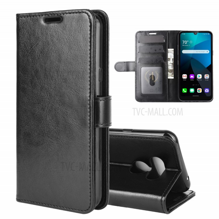Crazy Horse Leather Wallet Stand ProtectiveCover for LG Harmony 4 - Black-2