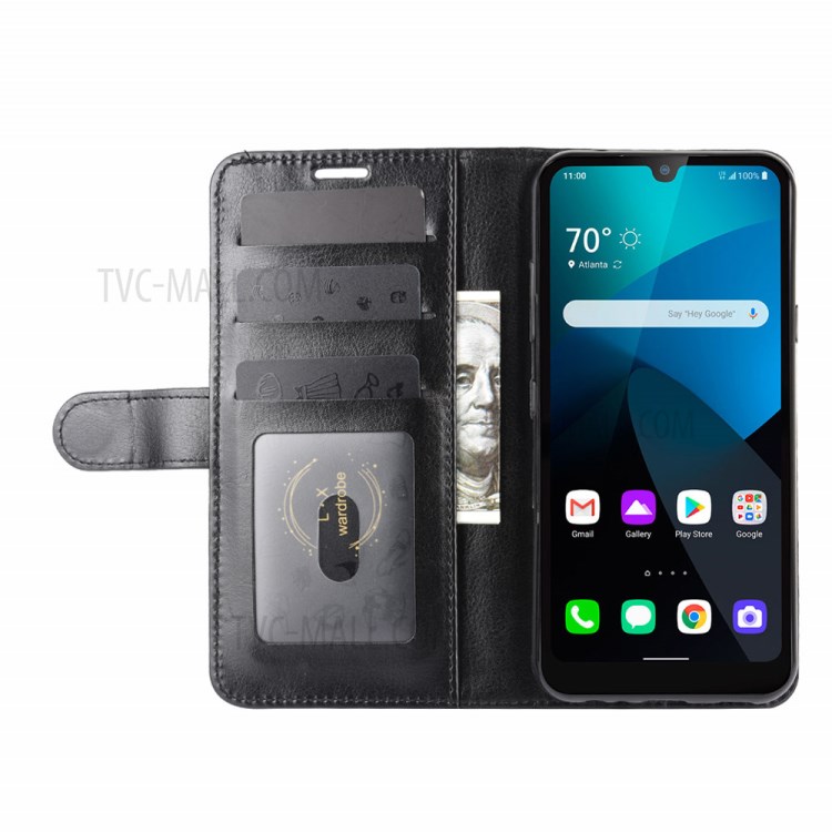 Crazy Horse Leather Wallet Stand ProtectiveCover for LG Harmony 4 - Black-6