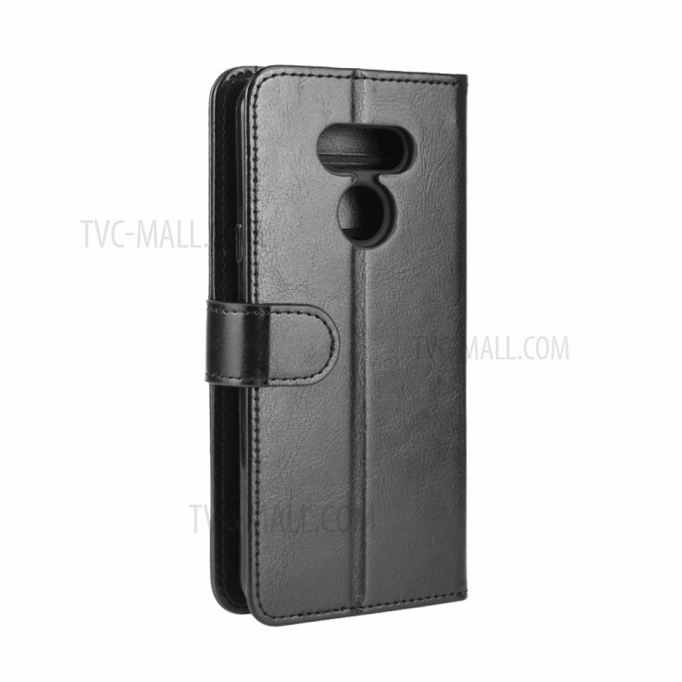 Crazy Horse Leather Wallet Stand ProtectiveCover for LG Harmony 4 - Black-8