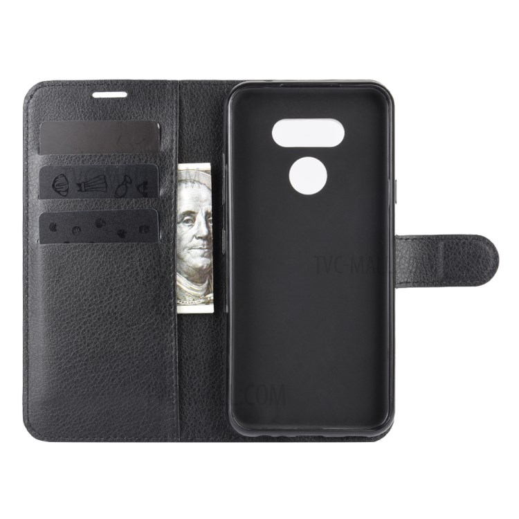 Litchi Skin Wallet Leather Stand Case for LG Harmony 4 - Black-3