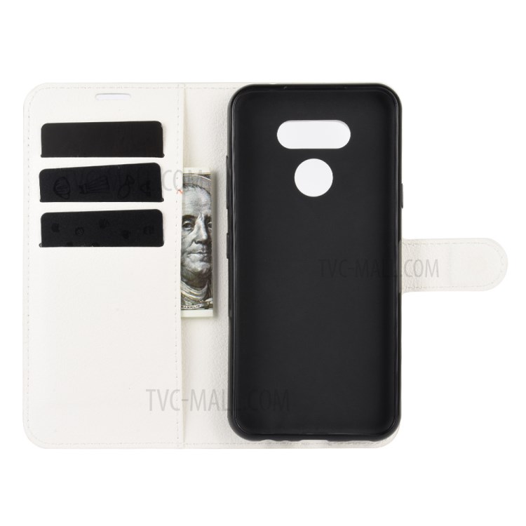 Litchi Skin Wallet Leather Stand Case for LG Harmony 4 - White-3