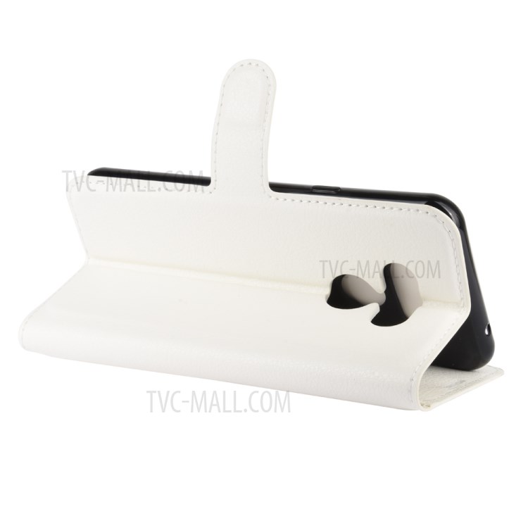Litchi Skin Wallet Leather Stand Case for LG Harmony 4 - White-5