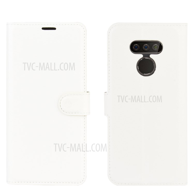 Litchi Skin Wallet Leather Stand Case for LG Harmony 4 - White-6