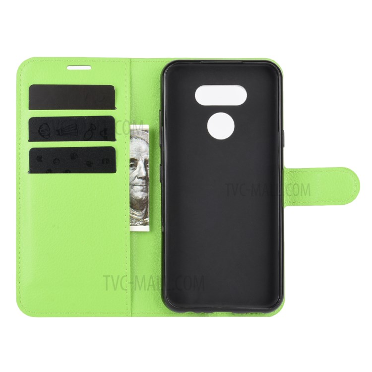 Litchi Skin Wallet Leather Stand Case for LG Harmony 4 - Green-3