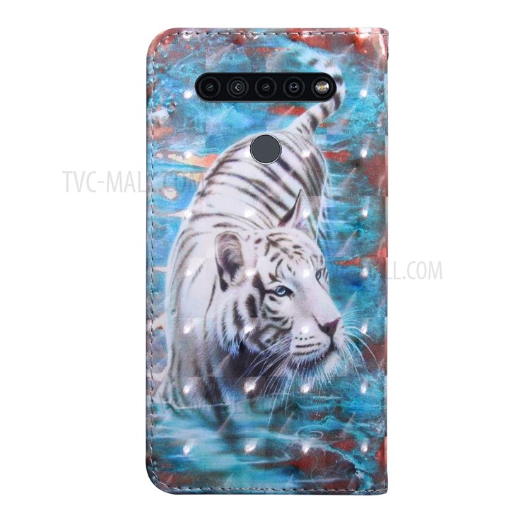 Light Spot Decor Patterned Magnetic Leather Stand Case for LG K41S - Tiger-3
