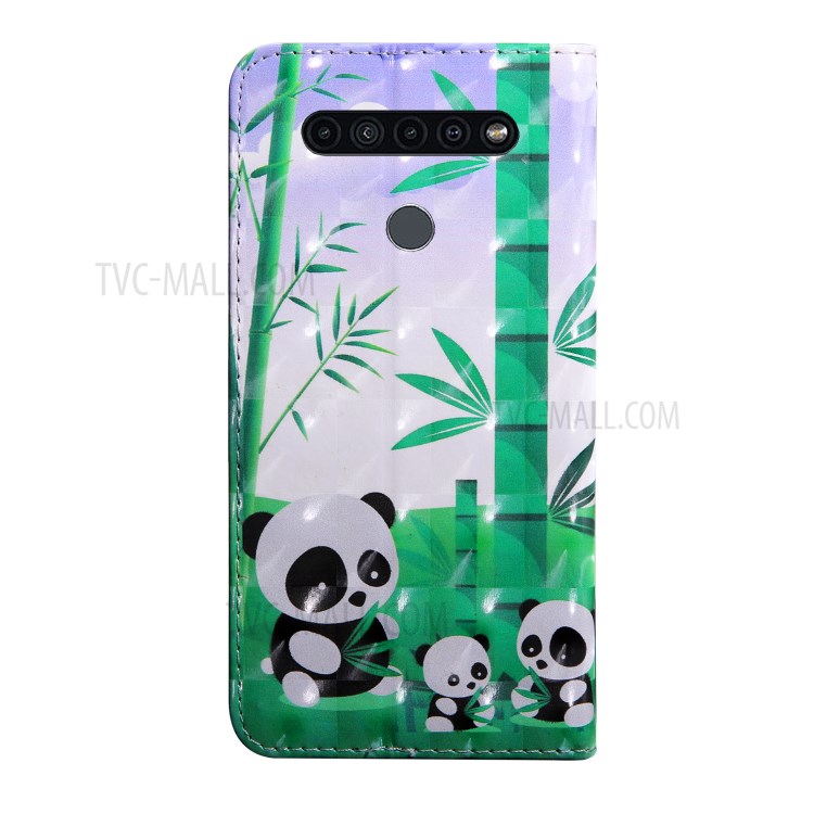 Light Spot Decor Patterned Magnetic Leather Stand Case for LG K41S - Pandas-3