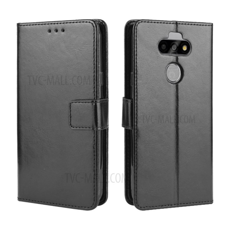 Crazy Horse Skin Leather Protective Cover for LG K31/Aristo 5/Aristo 5 Plus - Black-2