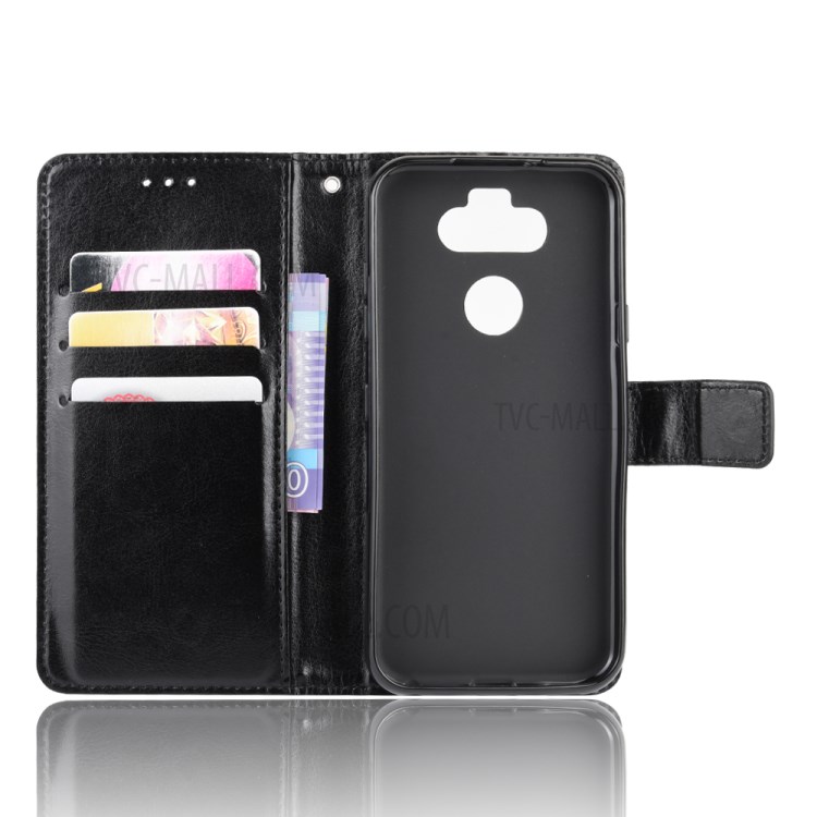 Crazy Horse Skin Leather Protective Cover for LG K31/Aristo 5/Aristo 5 Plus - Black-4