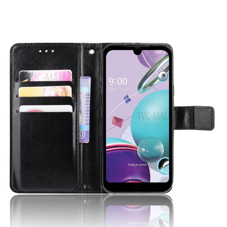 Crazy Horse Skin Leather Protective Cover for LG K31/Aristo 5/Aristo 5 Plus - Black-5