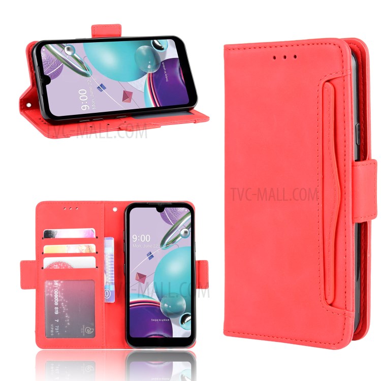 Leather with Wallet Stand Phone Case for LG K31/Aristo 5/Aristo 5 Plus - Red-1