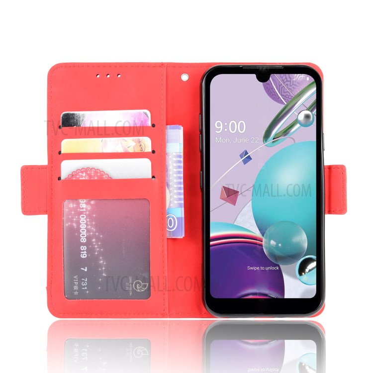 Leather with Wallet Stand Phone Case for LG K31/Aristo 5/Aristo 5 Plus - Red-6