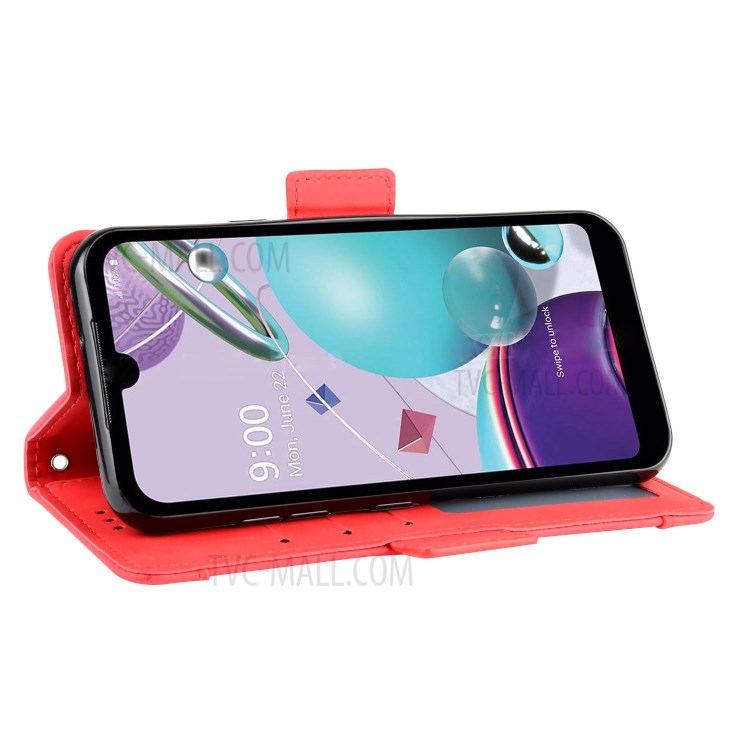 Leather with Wallet Stand Phone Case for LG K31/Aristo 5/Aristo 5 Plus - Red-7