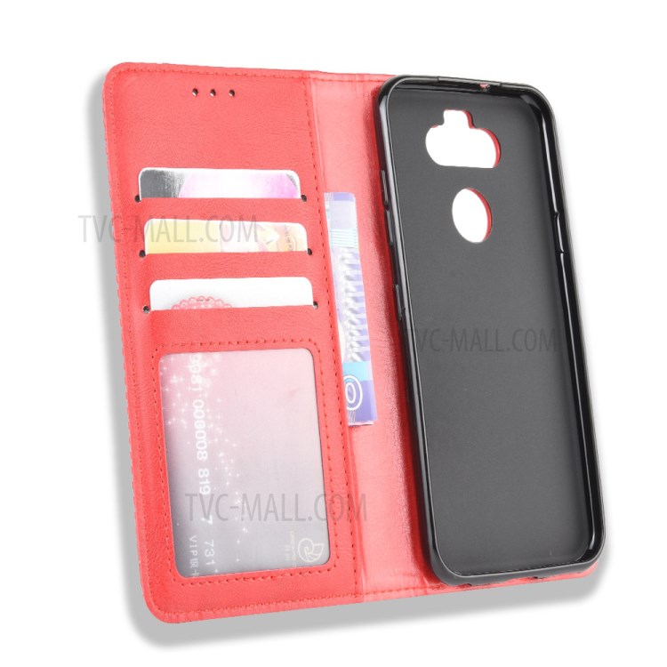 Auto-absorbed Retro Leather with Wallet Case for LG K31/Aristo 5/Aristo 5 Plus - Red-4