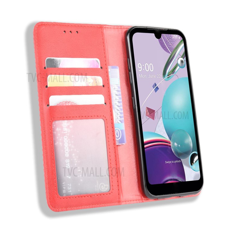 Auto-absorbed Retro Leather with Wallet Case for LG K31/Aristo 5/Aristo 5 Plus - Red-5