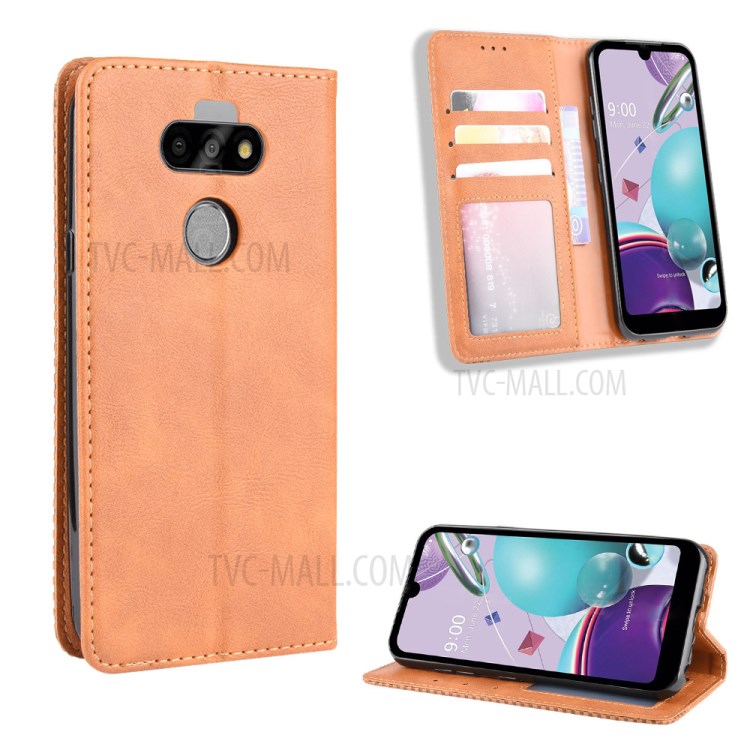 Auto-absorbed Retro Leather with Wallet Case for LG K31/Aristo 5/Aristo 5 Plus - Brown-1