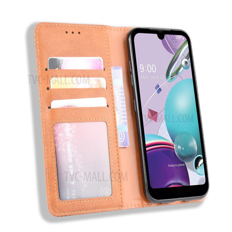 Auto-absorbed Retro Leather with Wallet Case for LG K31/Aristo 5/Aristo 5 Plus - Brown-8