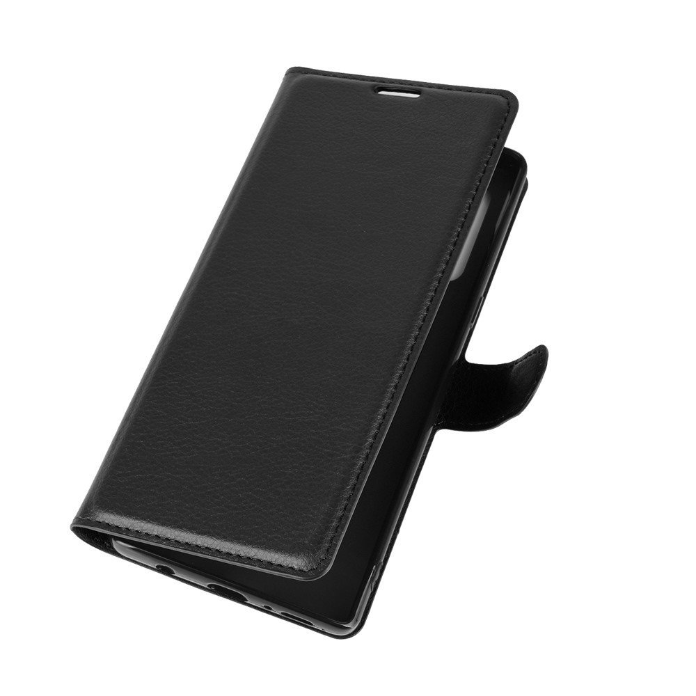 Litchi Skin Wallet Leather Stand Case for LG Velvet - Black-2