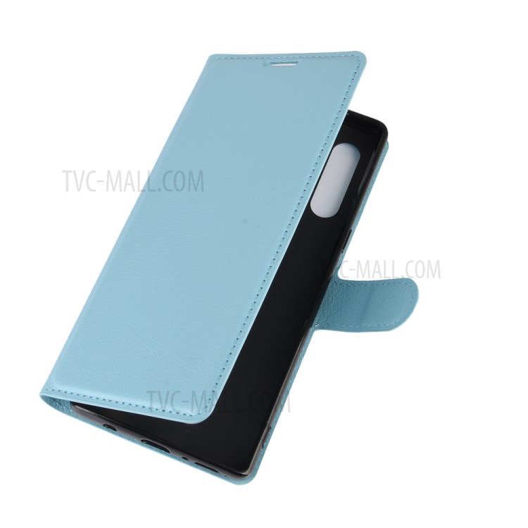 Litchi Skin Wallet Leather Stand Case for LG Velvet - Baby Blue-2
