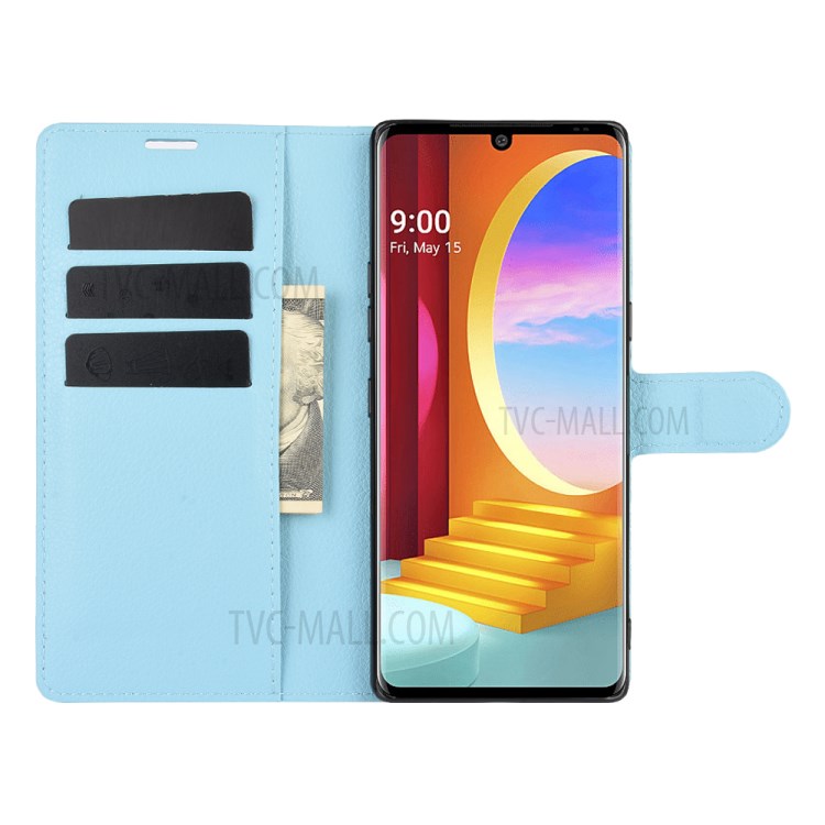 Litchi Skin Wallet Leather Stand Case for LG Velvet - Baby Blue-4