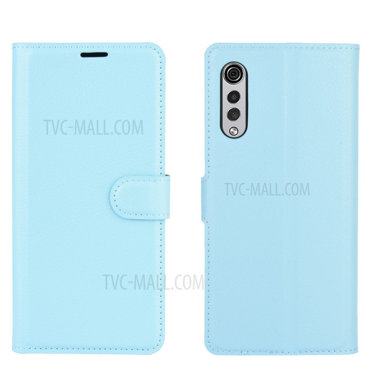Litchi Skin Wallet Leather Stand Case for LG Velvet - Baby Blue-6