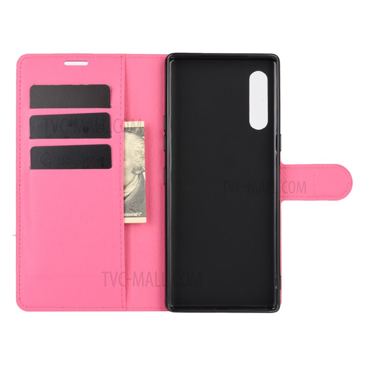 Litchi Skin Wallet Leather Stand Case for LG Velvet - Rose-3