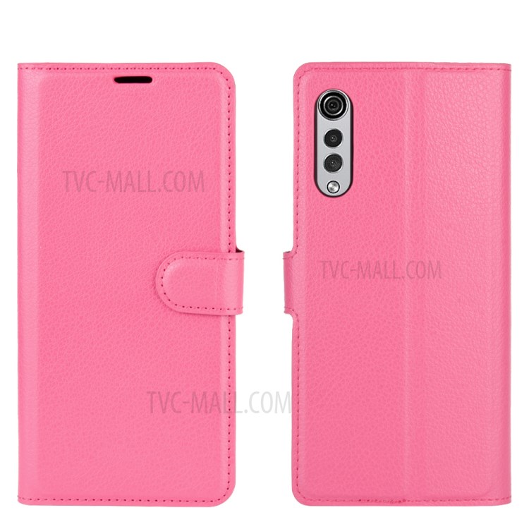 Litchi Skin Wallet Leather Stand Case for LG Velvet - Rose-6