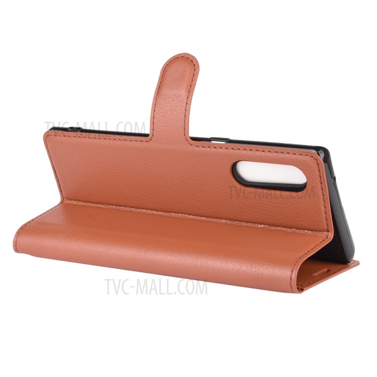 Litchi Skin Wallet Leather Stand Case for LG Velvet - Brown-5