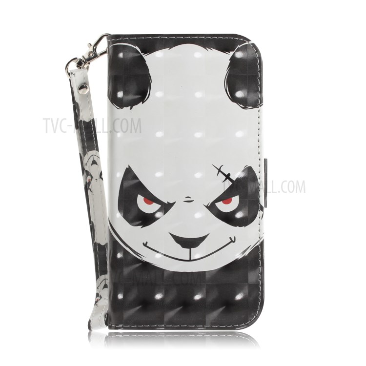 Pattern Printing Light Spot Decor Leather Wallet Casing with Lanyard for LG K41S / LG K51S - Panda-2