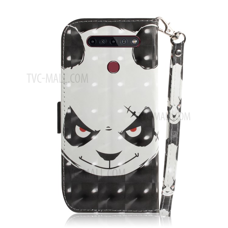 Pattern Printing Light Spot Decor Leather Wallet Casing with Lanyard for LG K41S / LG K51S - Panda-3