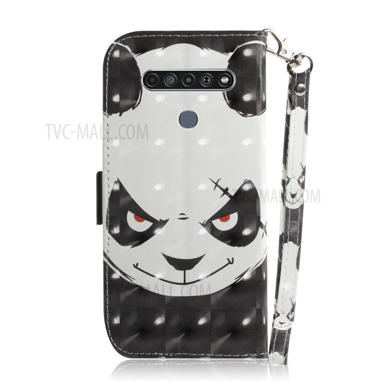 Pattern Printing Light Spot Decor Leather Wallet Casing with Lanyard for LG K61 - Panda-3