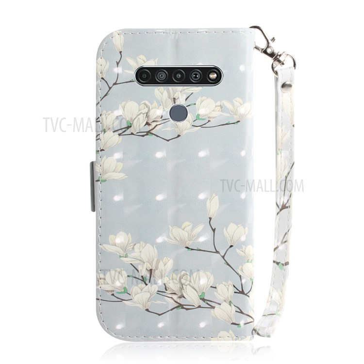 Pattern Printing Light Spot Decor Leather Wallet Casing with Lanyard for LG K61 - Vivid Flower-3