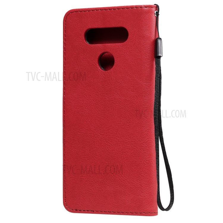 Solid Color Wallet Stand Leather Protective Case for LG K51 - Red-3