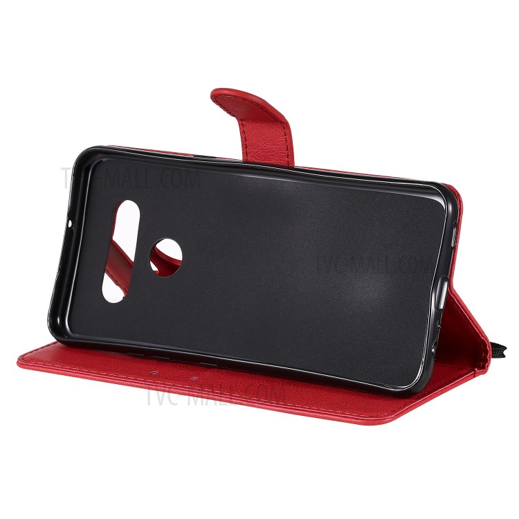 Solid Color Wallet Stand Leather Protective Case for LG K51 - Red-6