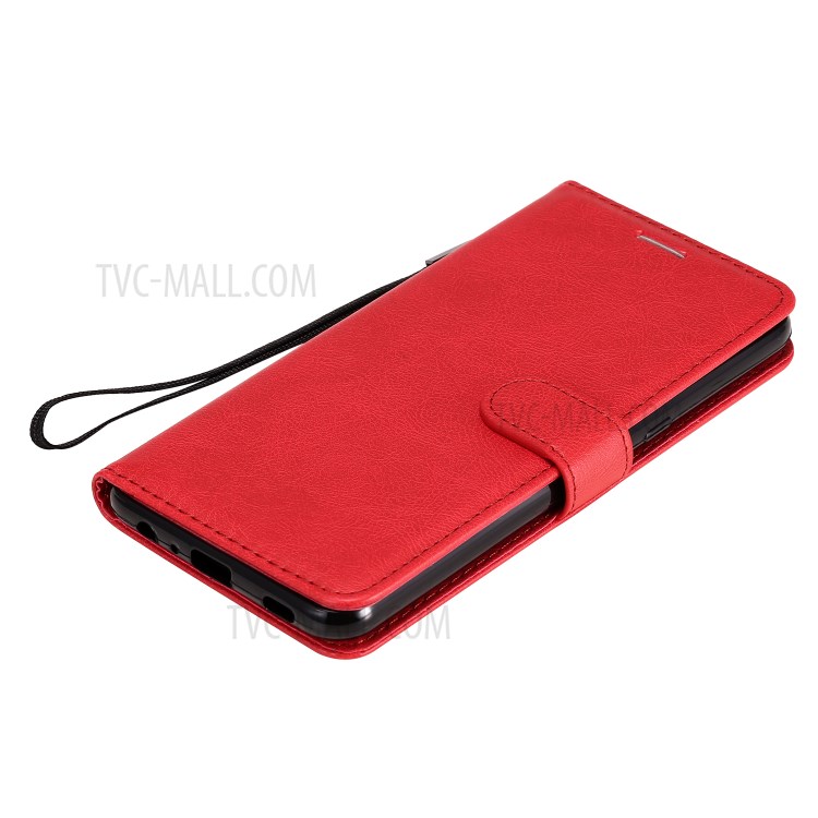 Solid Color Wallet Stand Leather Protective Case for LG K51 - Red-7