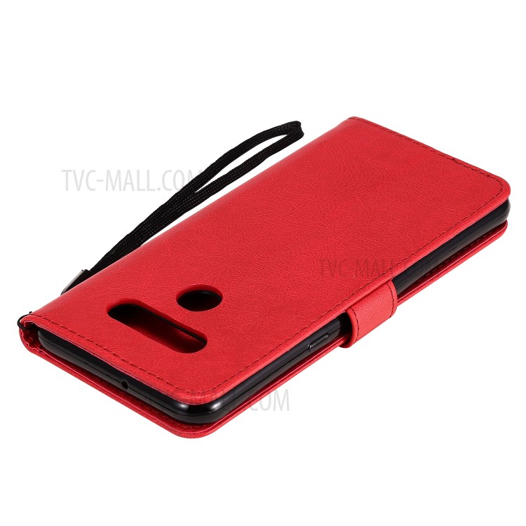 Solid Color Wallet Stand Leather Protective Case for LG K51 - Red-8
