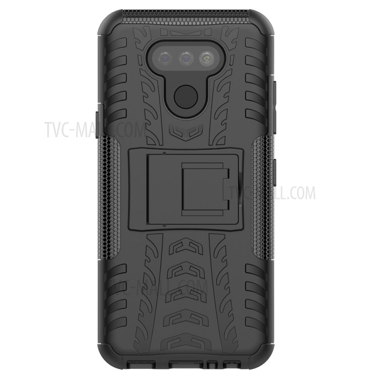 Anti-slip PC + TPU Cover with Kickstand Stylish Cell Phone Shell for LG Harmony 4 - Black-4