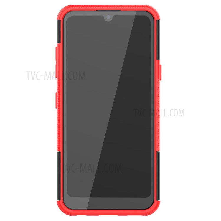 Anti-slip PC + TPU Cover with Kickstand Stylish Cell Phone Shell for LG Harmony 4 - Red-5