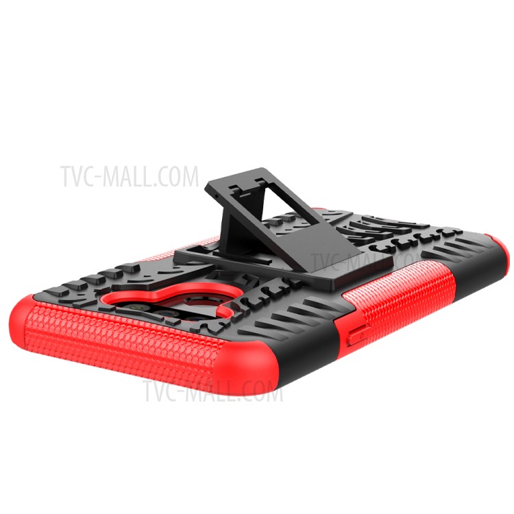 Anti-slip PC + TPU Cover with Kickstand Stylish Cell Phone Shell for LG Harmony 4 - Red-8