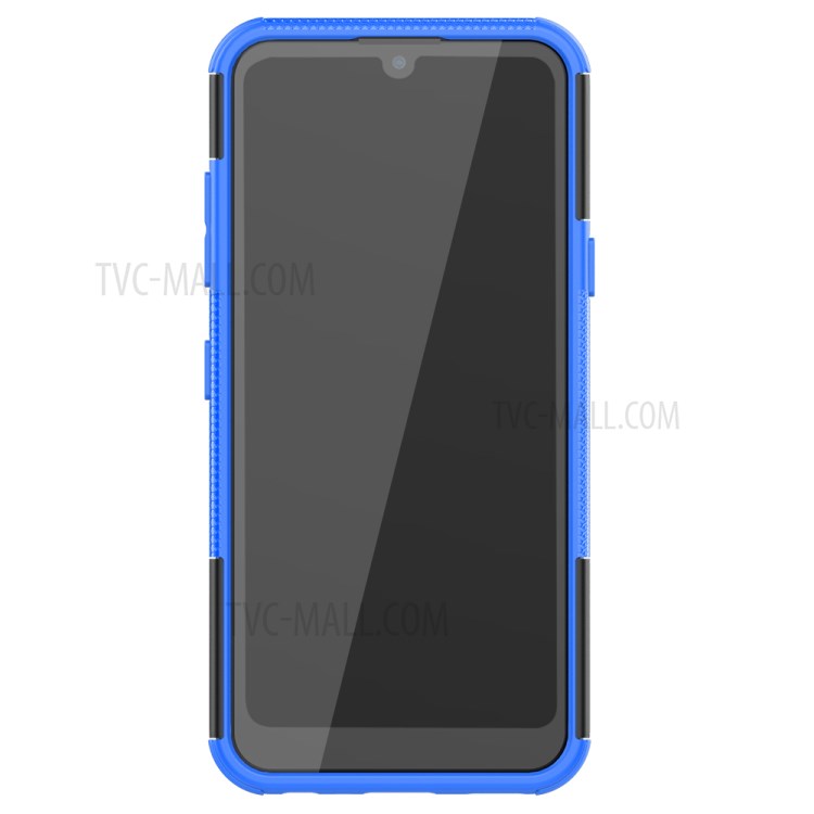 Anti-slip PC + TPU Cover with Kickstand Stylish Cell Phone Shell for LG Harmony 4 - Blue-5