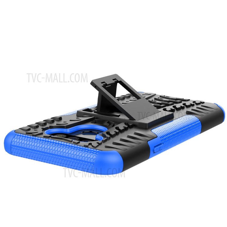 Anti-slip PC + TPU Cover with Kickstand Stylish Cell Phone Shell for LG Harmony 4 - Blue-8