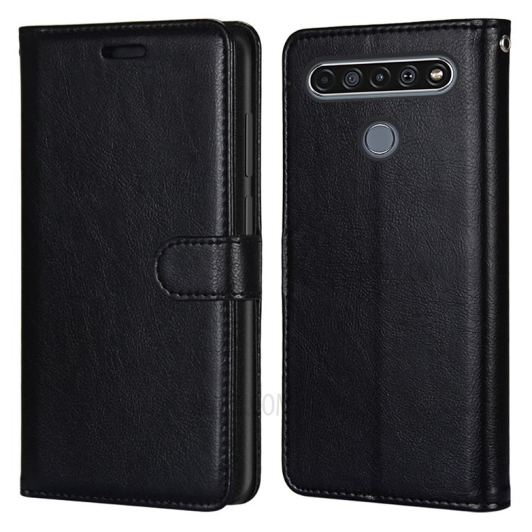 Protective Case with Wallet Leather Stand Cover for LG K61 - Black-2