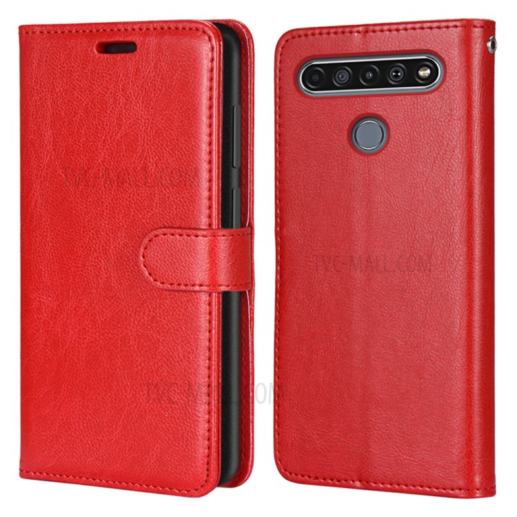 Protective Case with Wallet Leather Stand Cover for LG K61 - Red-2