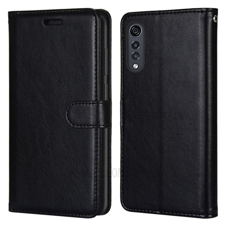 Pure Color Skin Wallet Leather with Stand Cover for LG Velvet - Black-2