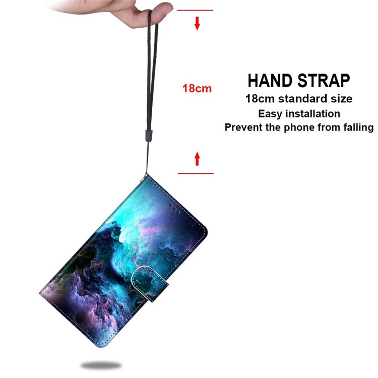 Pattern Printing Cross Texture Leather Wallet Phone Shell with Strap for LG Velvet - Cloud-5