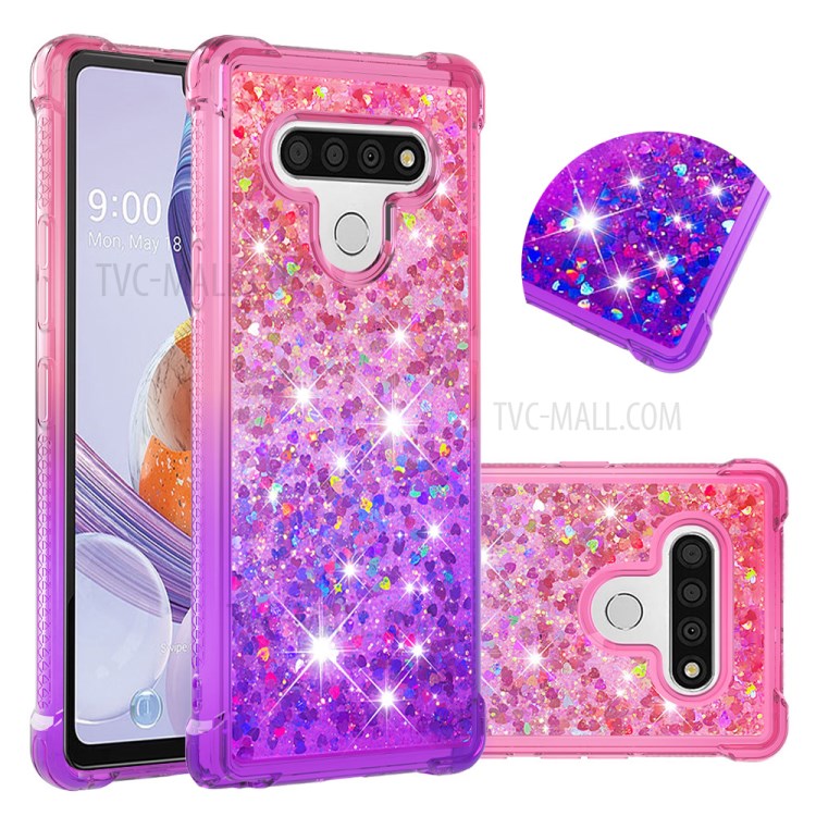 Shockproof Gradient Quicksand TPU Protector Shell for LG Stylo 6 - Rose / Purple-1